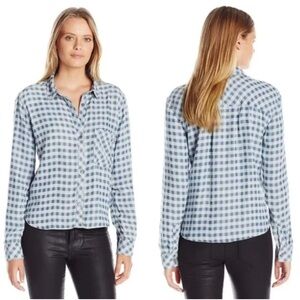 RAILS Blue DANA MINI CHECK 100% Tencel Lyocell‎ Button Front size medium